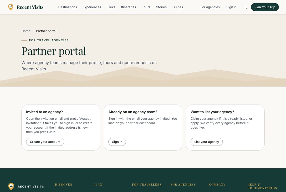 The Partner portal information page with cards explaining what the portal offers.